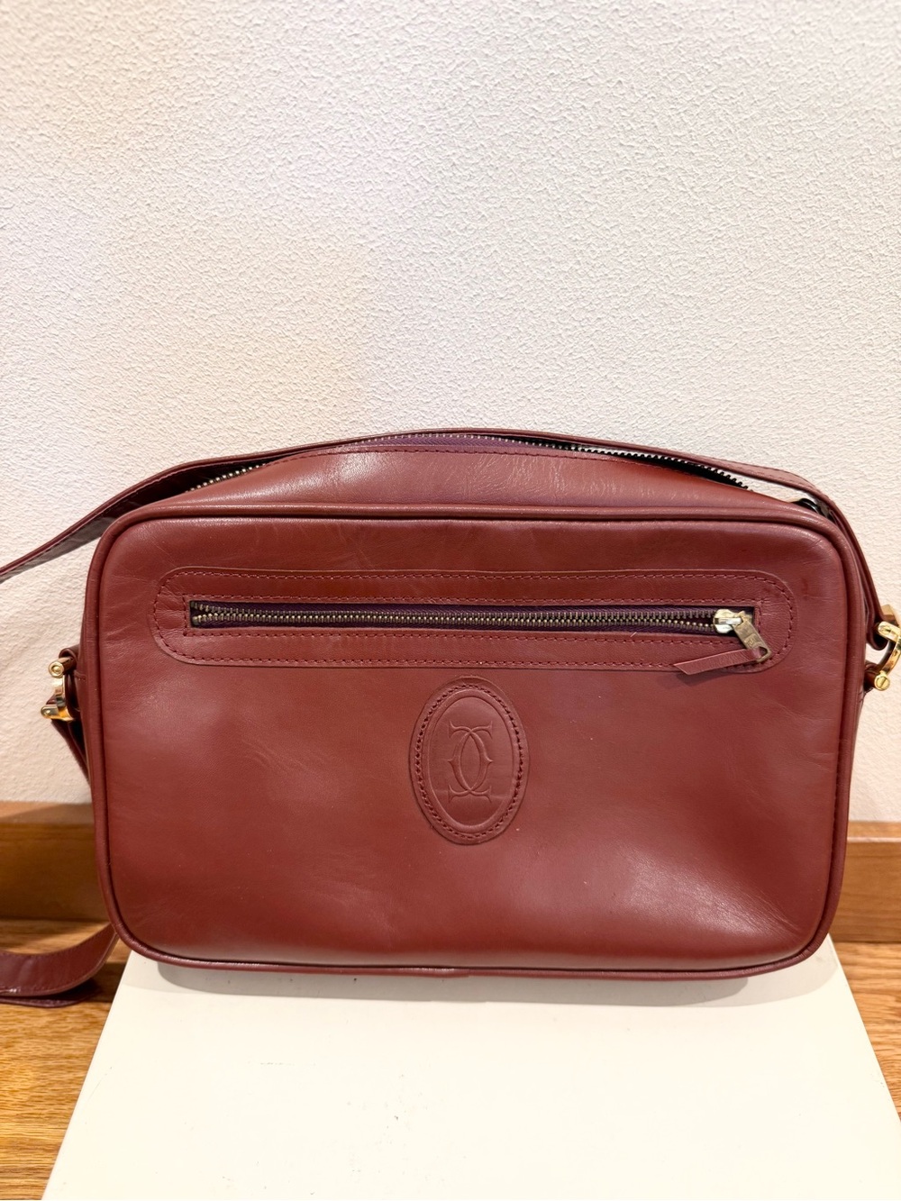 Cartier Burgundy Leather Messenger Bag